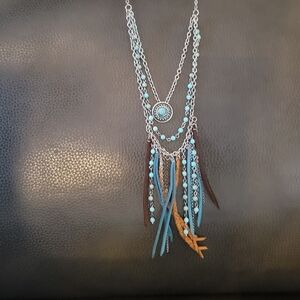 Justin Boots Silver and Turquoise Layered Necklace